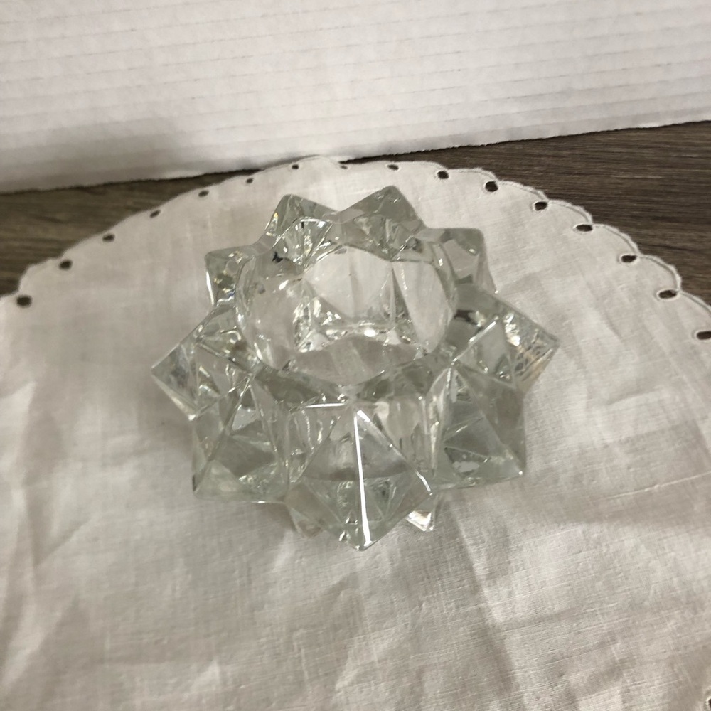 Vtg Clear Star Shaped Candle Holder
